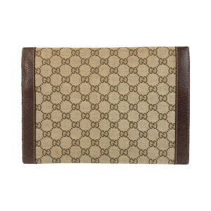 Gucci Bag Brown Leather GG Canvas Clutch